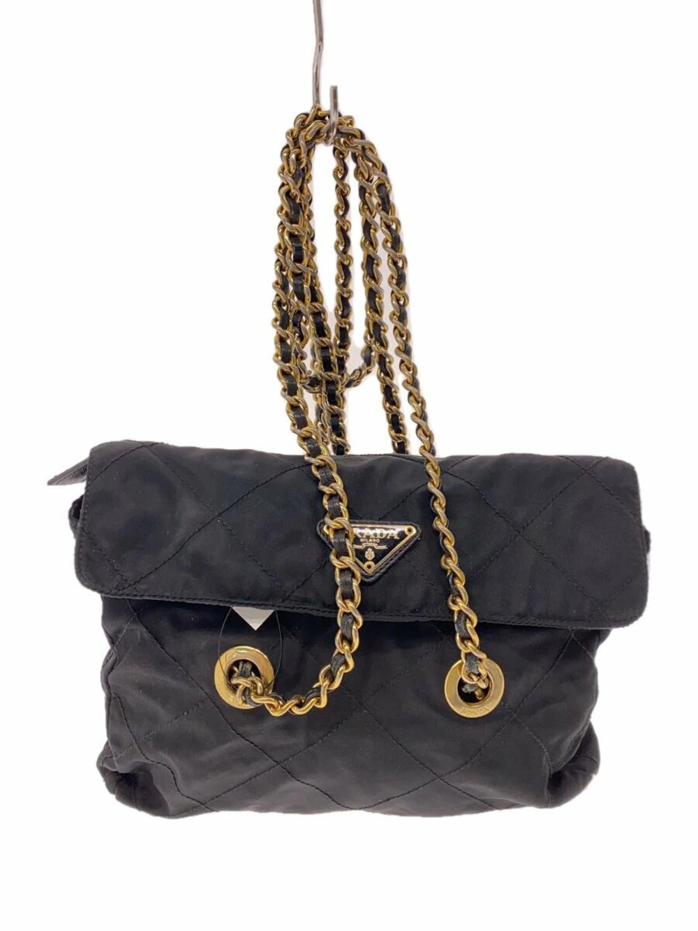 Prada Tessuto Impuntu quilted shoulder chain Bag Black